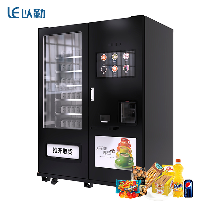 Máquina expendedora de bocadillos y café con pantalla publicitaria para tienda de conveniencia